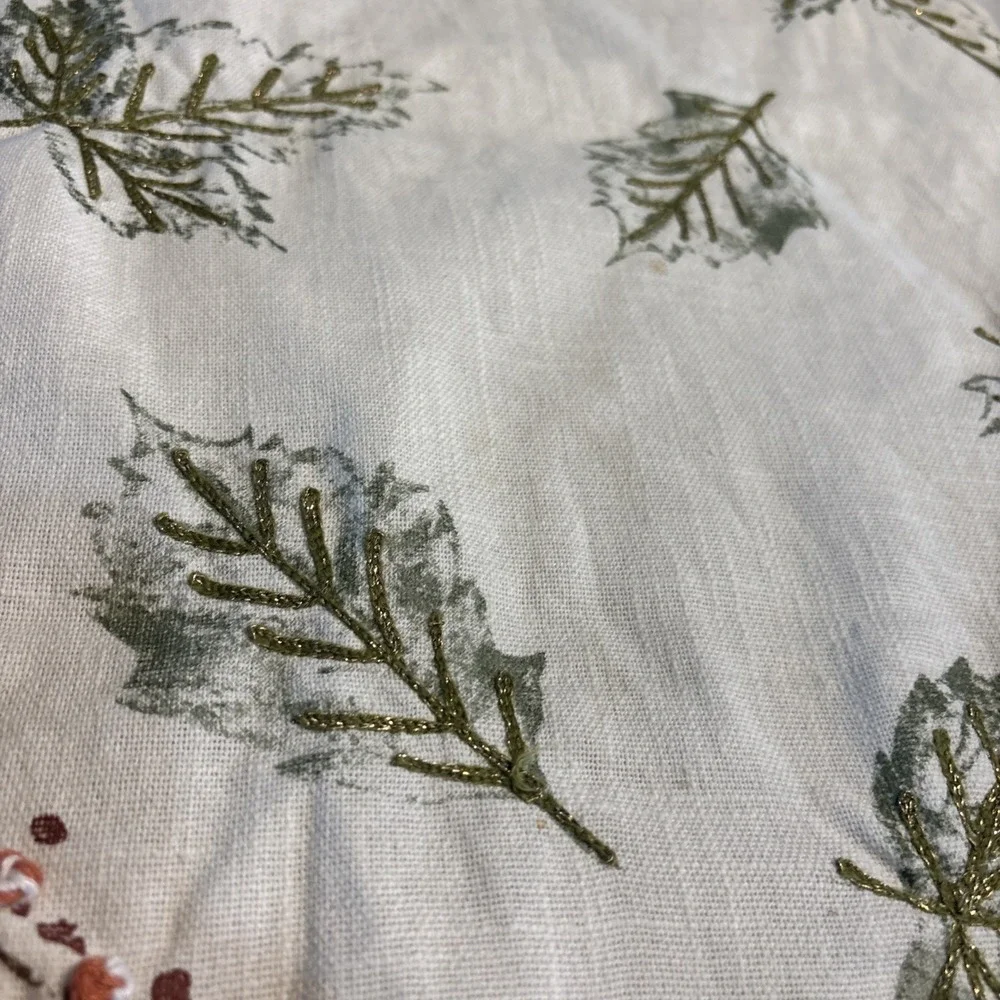 Tahari Beaded Pumpkin Fall Table Runner 16x72 Leaves Fringe